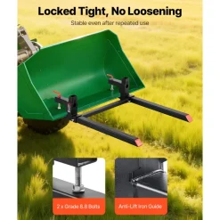 VEVOR Pallet Forks, 2000 lbs Clamp on Pallet Forks, 43-Inch Total Length Heavy-Duty Tractor Fork with Adjustable Stabilizer Bar for Tractor Attachments, Loader Bucket, and Skid Steer, Black