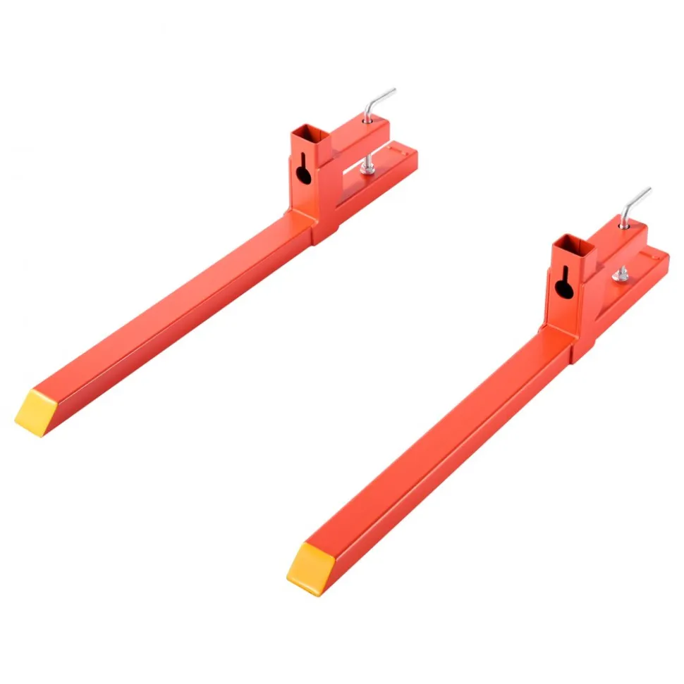 VEVOR Pallet Forks, 2000 lbs Clamp on Pallet Forks, 43-Inch Total Length Heavy-Duty Quick Attach Tractor Fork Compatible with Tractor Attachments, Loader Bucket, and Skid Steer, Orange