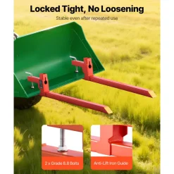 VEVOR Pallet Forks, 2000 lbs Clamp on Pallet Forks, 43-Inch Total Length Heavy-Duty Quick Attach Tractor Fork Compatible with Tractor Attachments, Loader Bucket, and Skid Steer, Orange
