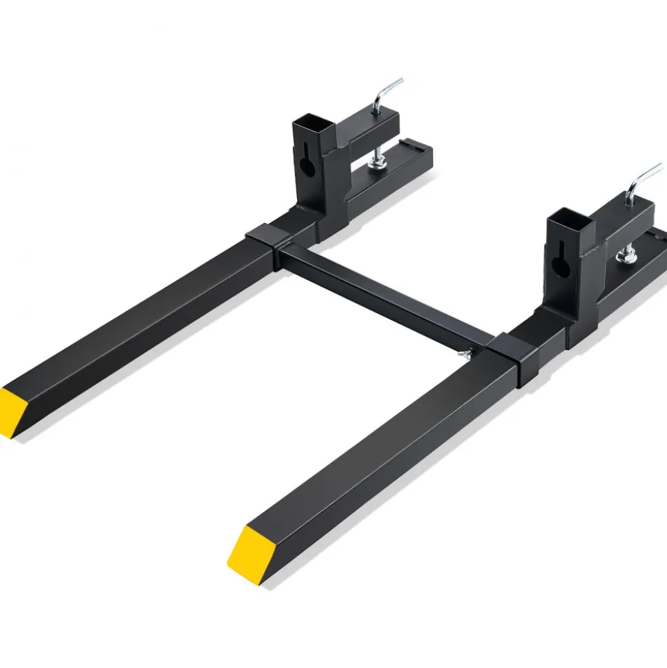 VEVOR Pallet Forks, 2000 lbs Clamp on Pallet Forks, 43" Total Length Tractor Bucket Forks with Adjustable Stabilizer bar, Heavy Duty Pallet Forks for Tractor Attachments, Skid Steer, Loader Bucket