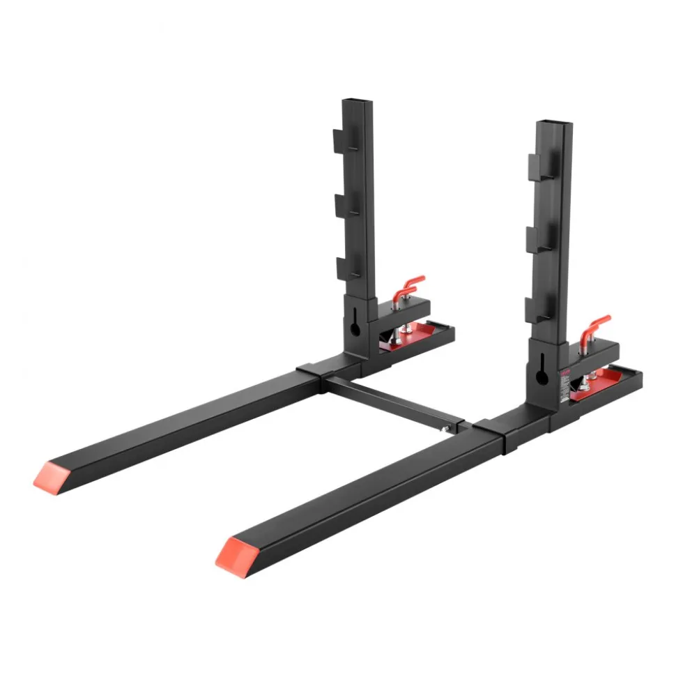 VEVOR Pallet Forks, 4000 lbs Clamp on Pallet Forks, 60-Inch Total Length Heavy-Duty Tractor Fork with Anti-Tilt Bar & Adjustable Stabilizer Bar, Fit for Loader Bucket Skid Steer Tractor, Black