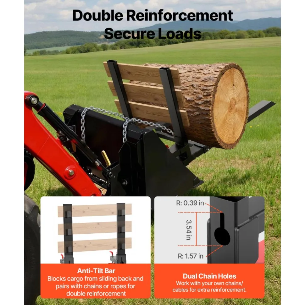 VEVOR Pallet Forks, 4000 lbs Clamp on Pallet Forks, 60-Inch Total Length Heavy-Duty Tractor Fork with Anti-Tilt Bar & Adjustable Stabilizer Bar, Fit for Loader Bucket Skid Steer Tractor, Black