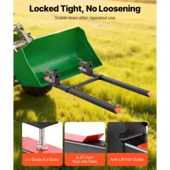VEVOR Pallet Forks, 2000 lbs Clamp on Pallet Forks, 60-Inch Total Length Heavy-Duty Tractor Fork with Adjustable Stabilizer Bar for Tractor Attachments, Loader Bucket, and Skid Steer, Black