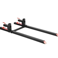VEVOR Pallet Forks, 2000 lbs Clamp on Pallet Forks, 60-Inch Total Length Heavy-Duty Tractor Fork with Adjustable Stabilizer Bar for Tractor Attachments, Loader Bucket, and Skid Steer, Black