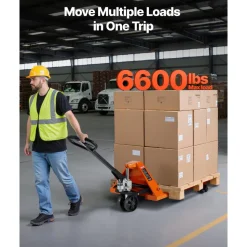 VEVOR Pallet Jack, 6600 lbs Load Capacity, Manual Pallet Truck with 48L x 27W Inch Forks for Material Handling, 3.35-7.1 Inch Fork Lift Height Range, Suitable for Warehouse, Supermarket, Manufacturing