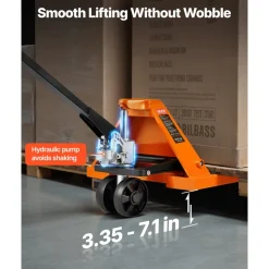 VEVOR Pallet Jack, 6600 lbs Load Capacity, Manual Pallet Truck with 48L x 27W Inch Forks for Material Handling, 3.35-7.1 Inch Fork Lift Height Range, Suitable for Warehouse, Supermarket, Manufacturing