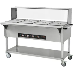 VEVOR 4-Pan Commercial Food Warmer, 4 x 20.6QT Electric Steam Table, 2000W Professional Buffet Catering Food Warmer with Acrylic Sneeze Guard, Food Grade Stainless Steel Server for Party Restaurant