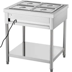 VEVOR 4-Pan Commercial Food Warmer, 4 x 1/2 Pans Electric Steam Table, 1500W Professional Buffet Catering Food Warmer with Undershelf, Stainless Steel Server for Restaurant Party Hotel