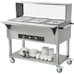 VEVOR 3-Pan Commercial Food Warmer, 3 x 20.6QT Electric Steam Table, 1500W Professional Buffet Catering Food Warmer with Acrylic Sneeze Guard, Food Grade Stainless Steel Server for Party Restaurant