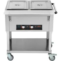 VEVOR 2-Pan Commercial Food Warmer, 2 x 20.6QT Electric Steam Table, 1000W Professional Buffet Catering Food Warmer with 4 Wheels (2 Lockable), Food Grade Stainless Steel Server for Party Restaurant