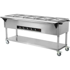 VEVOR 5-Pan Commercial Food Warmer, 5 x 20.6QT Electric Steam Table, 3750W Professional Buffet Catering Food Warmer with 4 Wheels (2 Lockable), Food Grade Stainless Steel Server for Party Restaurant