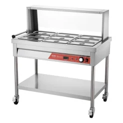 VEVOR 9-Pan Commercial Food Warmer, 9 x 1/3 Pans Electric Steam Table, 1500W Professional Buffet Catering Food Warmer with Shield Undershelf Wheels, Stainless Steel Server for Party Restaurant