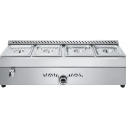 VEVOR 4-Pan Commercial Propane Steam Table, LP Gas Outdoor Soup Warmer with Drain Valve, Stainless Steel Propane Food Warmer with Adjustable Temperature, for Restaurant Party Outdoor Camping