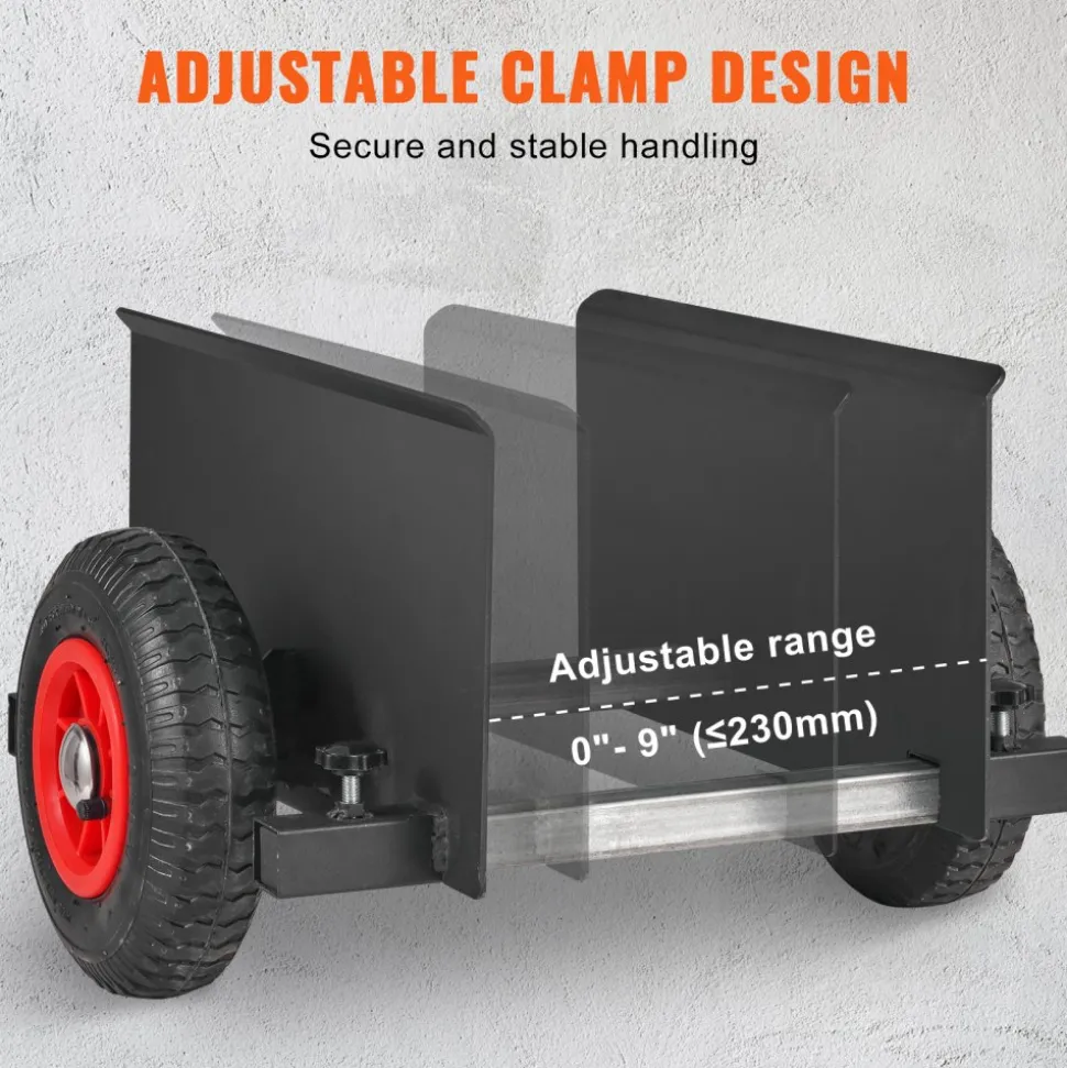 VEVOR Panel Dolly, 600LBS Capacity Slab Dolly, Heavy-duty Drywall Mover with 8" Pneumatic Wheels, Adjustable Clamp Panel Cart for Drywall Sheet, Material Handling, All Terrain Moving Cart