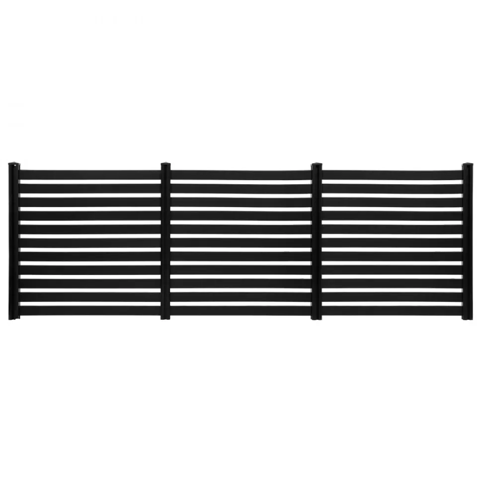 VEVOR 3 Panels Outdoor Privacy Screen, 50 x 48 in Air Conditioner Fence with 27.6 in Ground Stakes, Pool Equipment Enclosure, Vinyl Privacy Fence, Ideal for Trash Can and A/C Units, Black