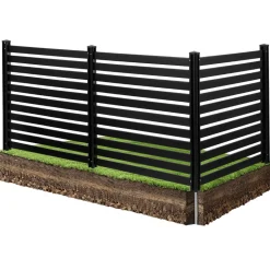 VEVOR 3 Panels Outdoor Privacy Screen, 50 x 48 in Air Conditioner Fence with 27.6 in Ground Stakes, Pool Equipment Enclosure, Vinyl Privacy Fence, Ideal for Trash Can and A/C Units, Black