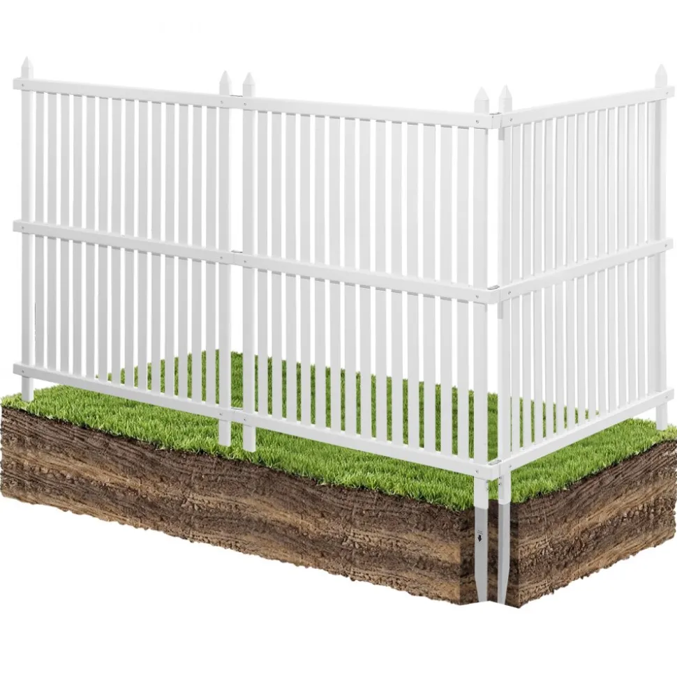 VEVOR 3 Panels Outdoor Privacy Screen, 36 x 45 in Air Conditioner Fence with 19.7 in Ground Stakes, Pool Equipment Enclosure, Strip Vinyl Privacy Fence, Ideal for Trash Can and A/C Units, White