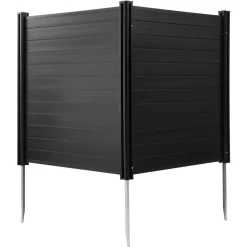 VEVOR 2 Panels Outdoor Privacy Screen, 48 x 48 in Air Conditioner Fence with 27.6 in Ground Stakes, Pool Equipment Enclosure, Horizontal Vinyl Privacy Fence, Ideal for Trash Can and A/C Units, Black