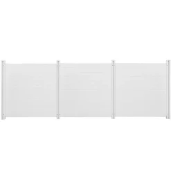 VEVOR 2 Panels Outdoor Privacy Screen, 48 x 48 in Air Conditioner Fence with 19.7 in Ground Stakes, Pool Equipment Enclosure, Louvered Vinyl Privacy Fence, Ideal for Trash Can and A/C Units, White