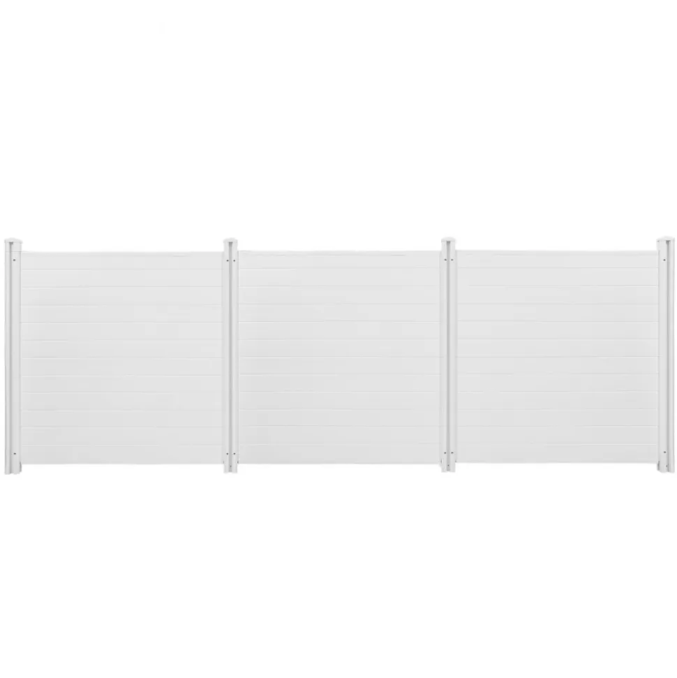 VEVOR 2 Panels Outdoor Privacy Screen, 48 x 48 in Air Conditioner Fence with 19.7 in Ground Stakes, Pool Equipment Enclosure, Louvered Vinyl Privacy Fence, Ideal for Trash Can and A/C Units, White