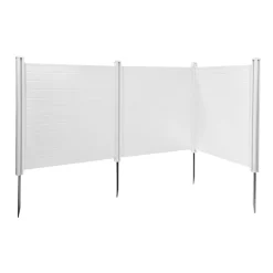 VEVOR 2 Panels Outdoor Privacy Screen, 48 x 48 in Air Conditioner Fence with 19.7 in Ground Stakes, Pool Equipment Enclosure, Louvered Vinyl Privacy Fence, Ideal for Trash Can and A/C Units, White