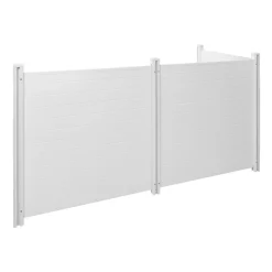 VEVOR 2 Panels Outdoor Privacy Screen, 48 x 48 in Air Conditioner Fence with 19.7 in Ground Stakes, Pool Equipment Enclosure, Louvered Vinyl Privacy Fence, Ideal for Trash Can and A/C Units, White