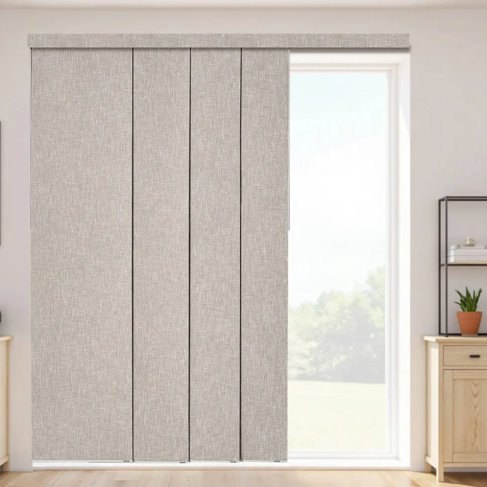 VEVOR Panel Track Blinds, Extendable Track from 45.8 in to 86 in W, Trimmable Panel Curtains Up to 96 in H, Vertical Blackout Panel Blinds for Sliding Doors, Patio Doors, Room Divider, Windows, Brown