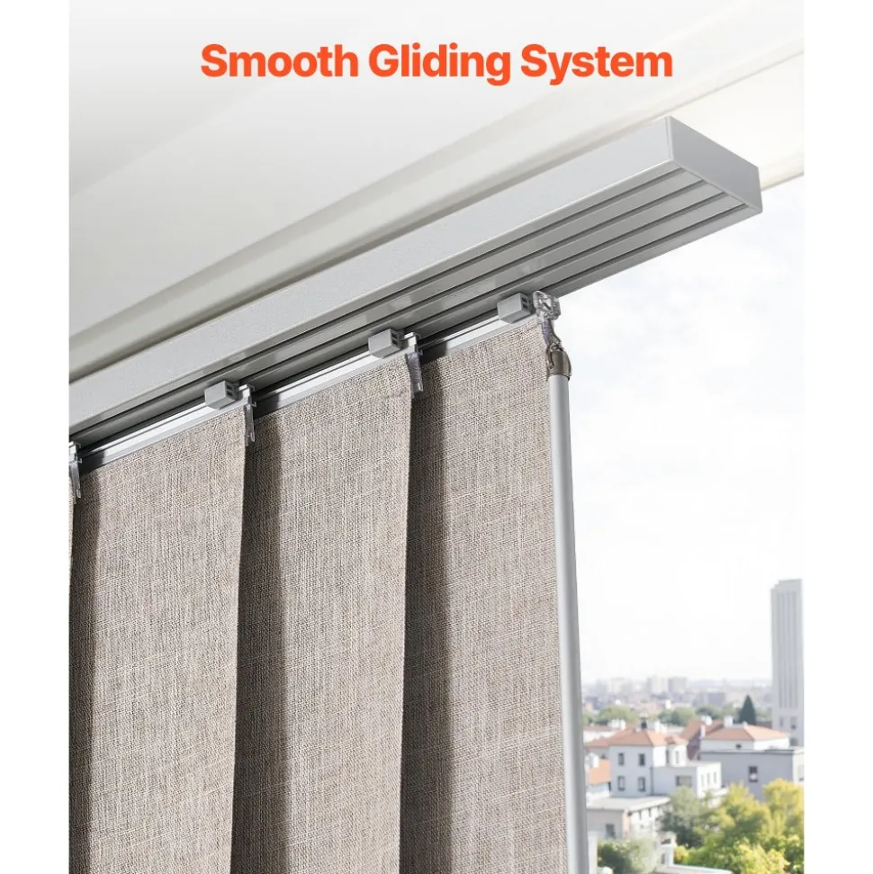 VEVOR Panel Track Blinds, Extendable Track from 45.8 in to 86 in W, Trimmable Panel Curtains Up to 96 in H, Vertical Blackout Panel Blinds for Sliding Doors, Patio Doors, Room Divider, Windows, Brown