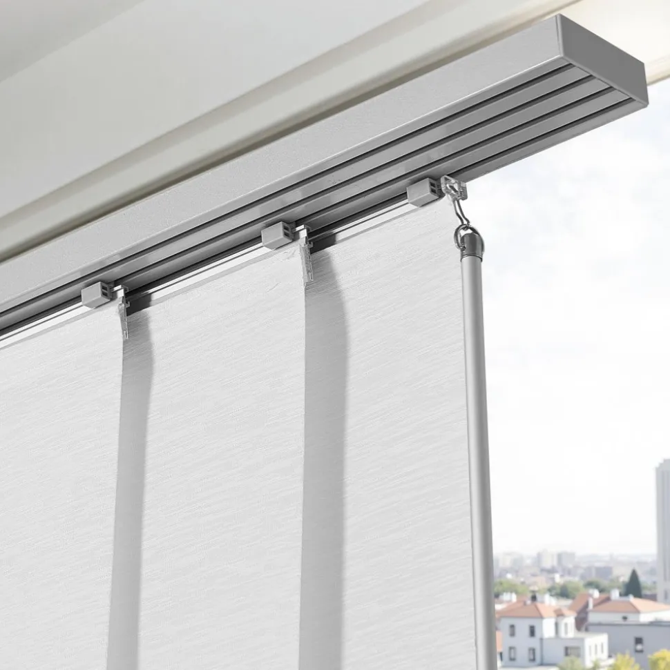 VEVOR Panel Track Blinds, Extendable Track from 45.8 in to 86 in W, Trimmable Panel Curtains Up to 96 in H, Adjustable Vertical Panel Blinds for Sliding Doors, Patio Doors, Room Divider, Window, White