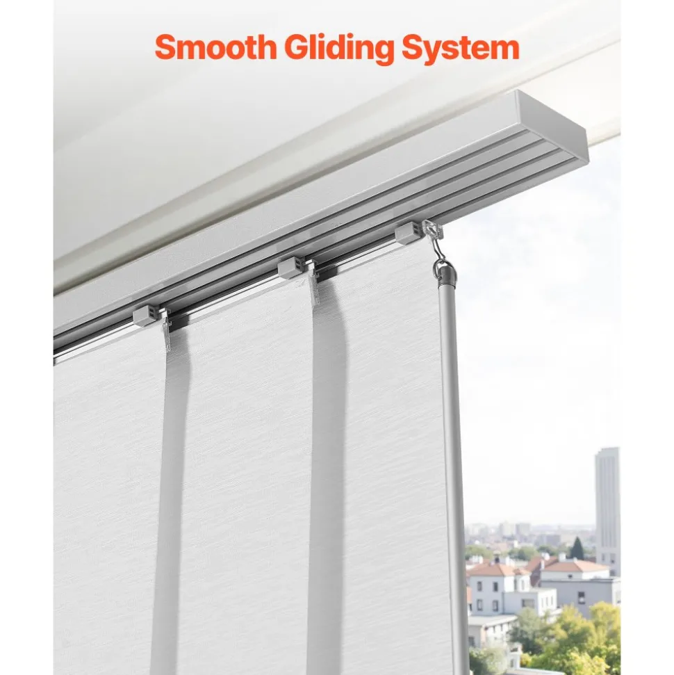 VEVOR Panel Track Blinds, Extendable Track from 45.8 in to 86 in W, Trimmable Panel Curtains Up to 96 in H, Adjustable Vertical Panel Blinds for Sliding Doors, Patio Doors, Room Divider, Window, White