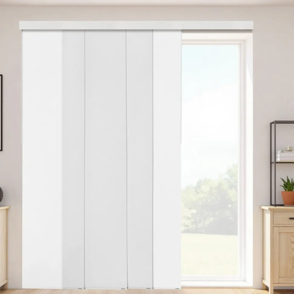 VEVOR Panel Track Blinds, Extendable Track from 45.8 in to 86 in W, Trimmable Panel Curtains Up to 96 in H, Adjustable Vertical Panel Blinds for Sliding Doors, Patio Doors, Room Divider, Window, White