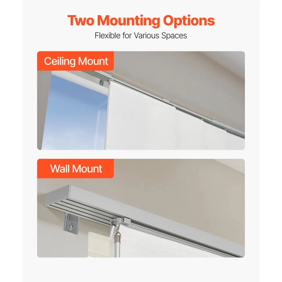 VEVOR Panel Track Blinds, Extendable Track from 45.8 in to 86 in W, Trimmable Panel Curtains Up to 96 in H, Adjustable Vertical Panel Blinds for Sliding Doors, Patio Doors, Room Divider, Window, White