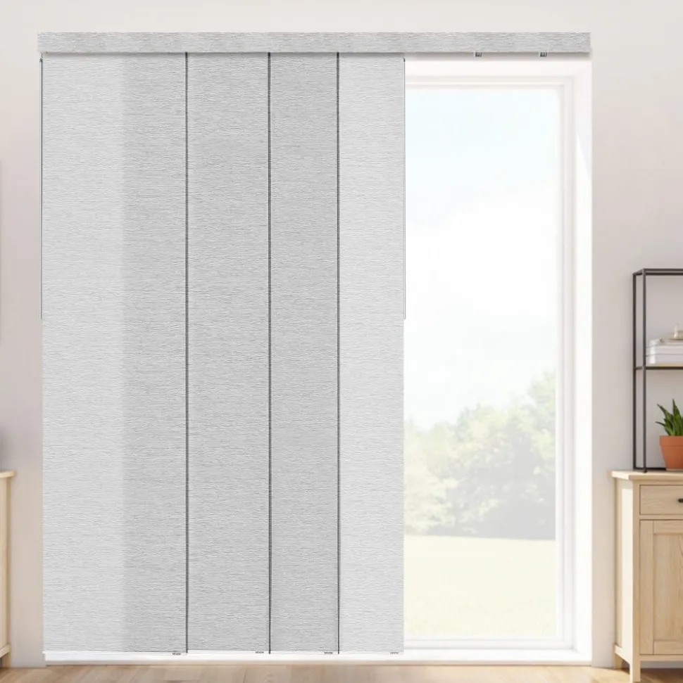 VEVOR Panel Track Blinds, Extendable Track from 45.8 in to 86 in W, Trimmable Panel Curtains Up to 96 in H, Adjustable Vertical Panel Blinds for Sliding Doors, Patio Doors, Room Divider, Window, Gray