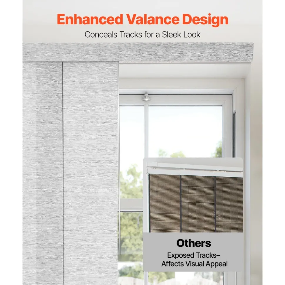 VEVOR Panel Track Blinds, Extendable Track from 45.8 in to 86 in W, Trimmable Panel Curtains Up to 96 in H, Adjustable Vertical Panel Blinds for Sliding Doors, Patio Doors, Room Divider, Window, Gray