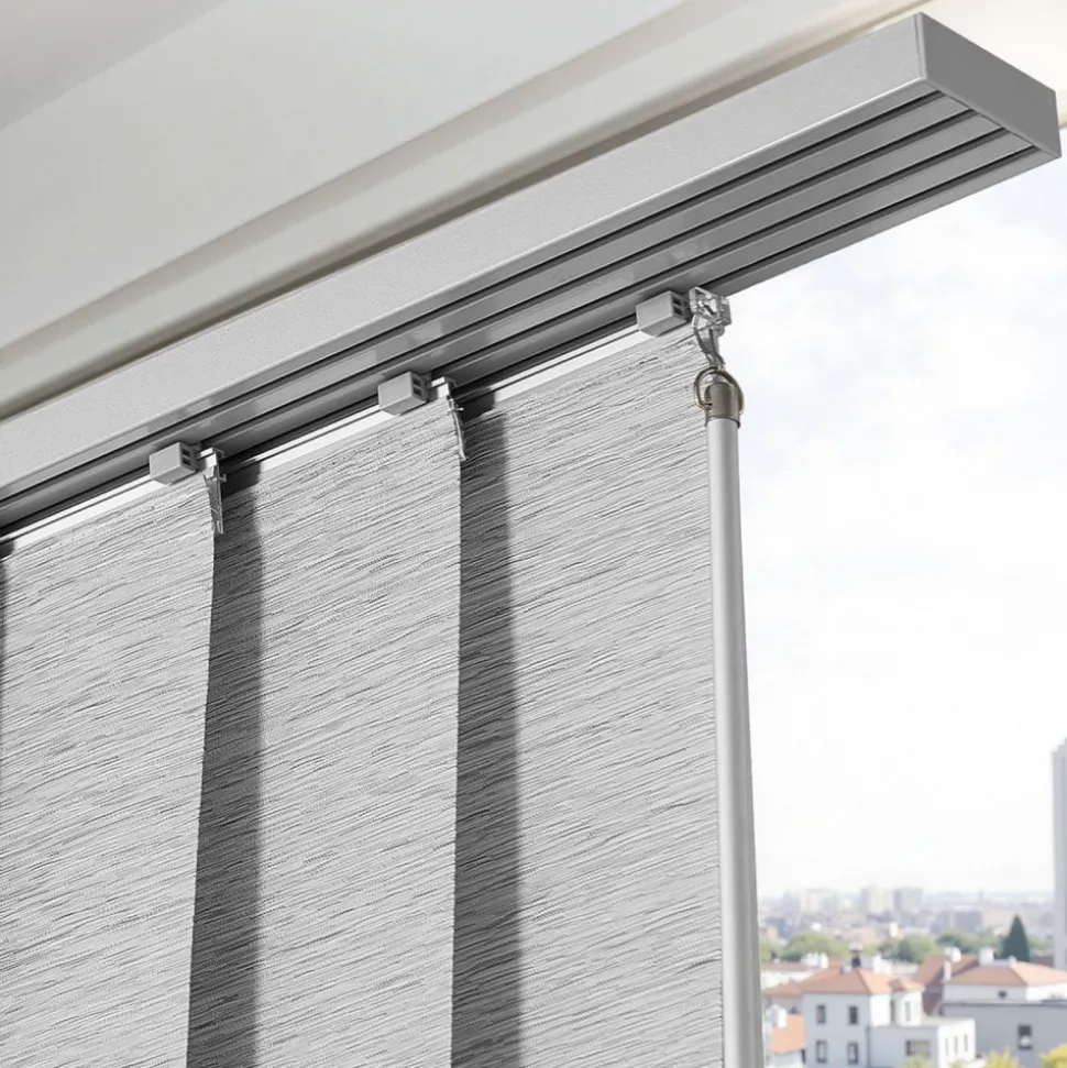 VEVOR Panel Track Blinds, Extendable Track from 45.8 in to 86 in W, Trimmable Panel Curtains Up to 96 in H, Adjustable Vertical Panel Blinds for Sliding Doors, Patio Doors, Room Divider, Window, Gray