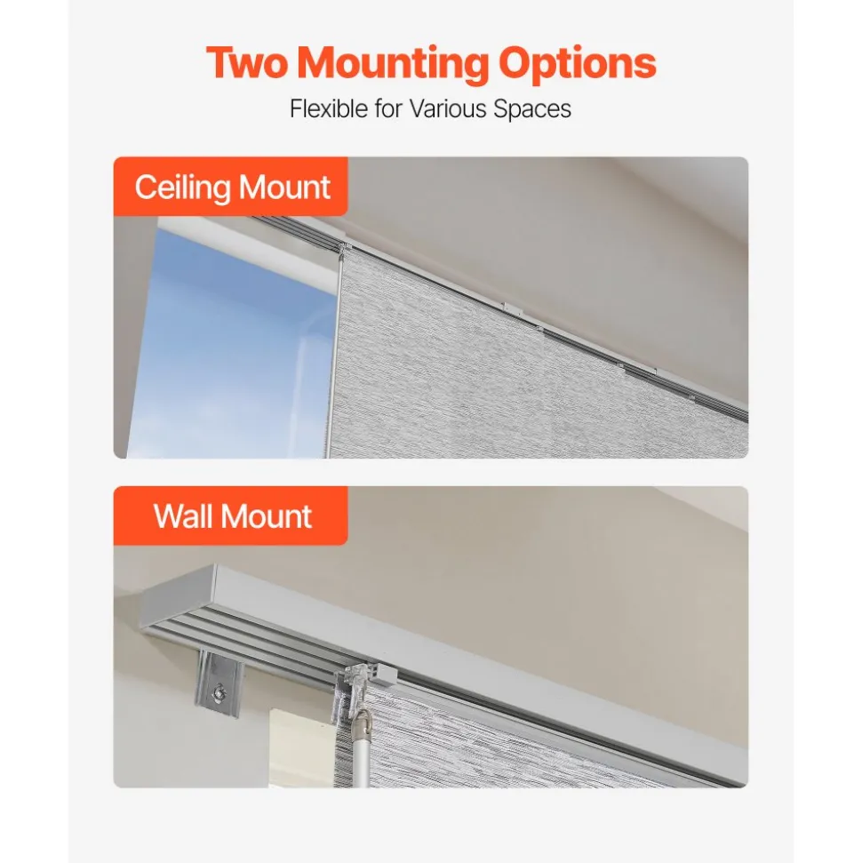 VEVOR Panel Track Blinds, Extendable Track from 45.8 in to 86 in W, Trimmable Panel Curtains Up to 96 in H, Adjustable Vertical Panel Blinds for Sliding Doors, Patio Doors, Room Divider, Window, Gray