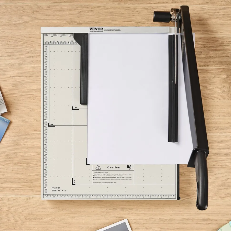 VEVOR Paper Cutter, Guillotine Trimmer, 18" Cut Length, 15 Sheets Capacity, Heavy Duty Guillotine Paper Cutter with Guard Rail/Blade Lock for Cardstock/Cardboard, Paper Trimmer for Home Office School