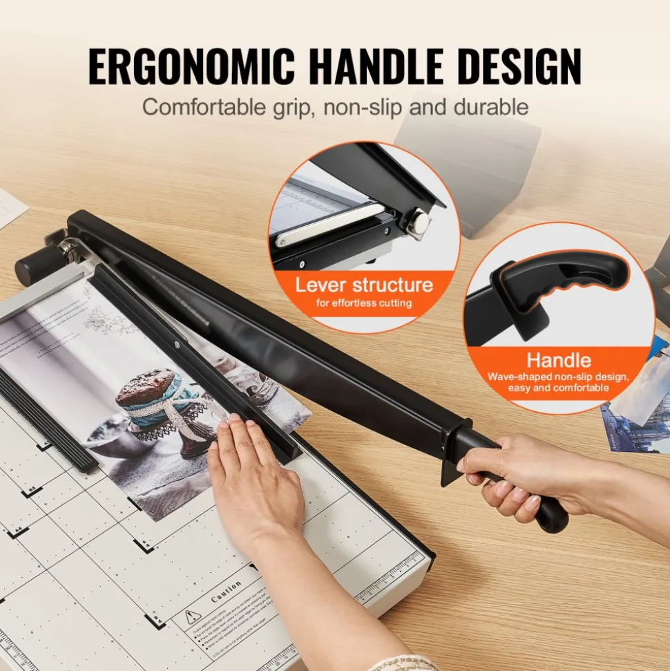 VEVOR Paper Cutter, Guillotine Trimmer, 18" Cut Length, 15 Sheets Capacity, Heavy Duty Guillotine Paper Cutter with Guard Rail/Blade Lock for Cardstock/Cardboard, Paper Trimmer for Home Office School