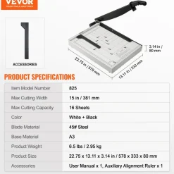 VEVOR Paper Cutter, Guillotine Trimmer, 15