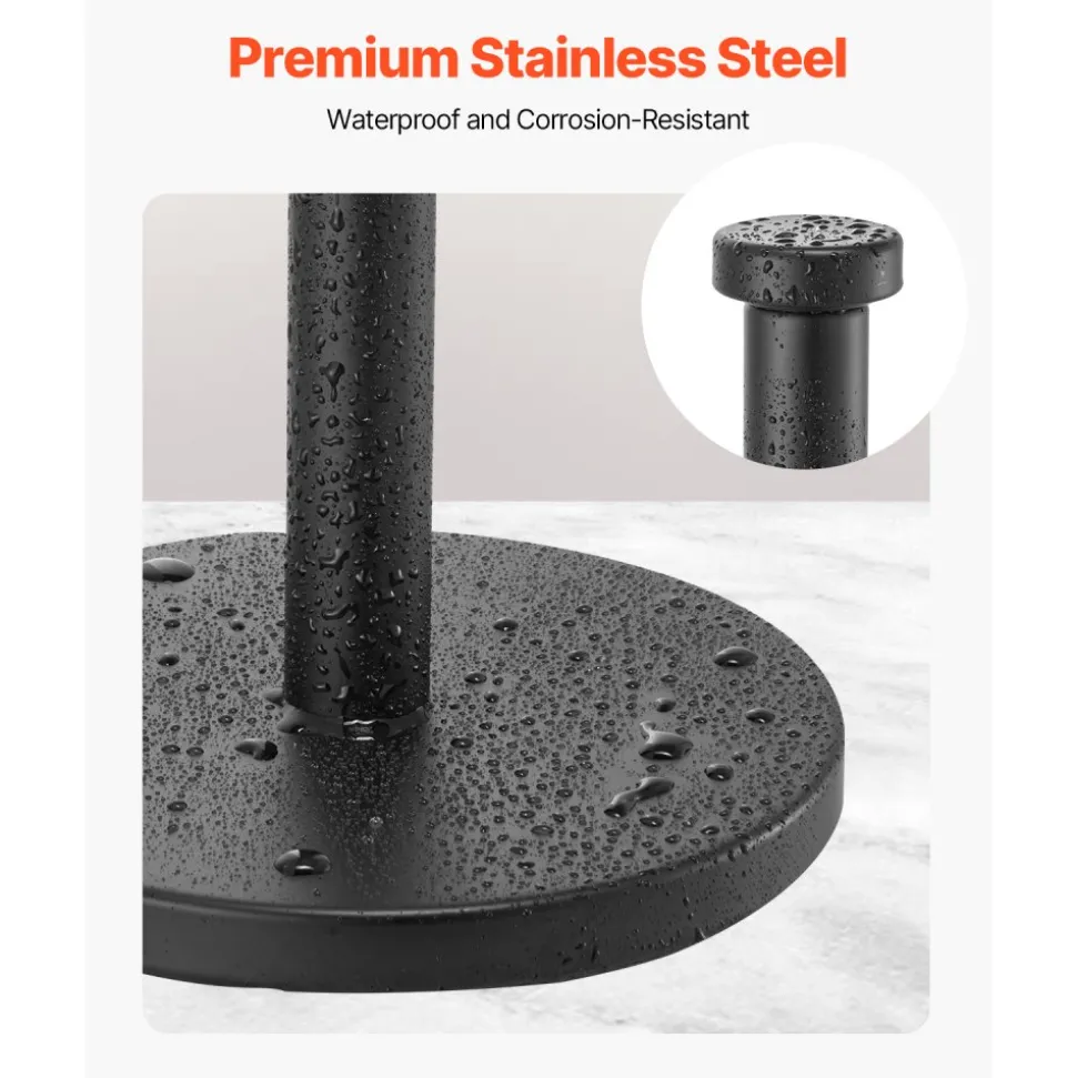 VEVOR Paper Towel Holder Countertop, Stainless Steel Kitchen Paper Towel Stand with Weighted Base and Suction Cups, Non-slip Countertop Kitchen Paper Roll Holders for Kitchen Bathroom