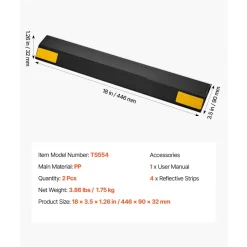 VEVOR Parking Stopper, 18 Inch 2 Pcs Heavy Duty Parking Aid for Garage, PP Curb Garage Floor Stopper with Reflective Strips, Vehicles Gadgets for Cars Vans Trucks Tire Wheel Guide Block Stops Bumpers