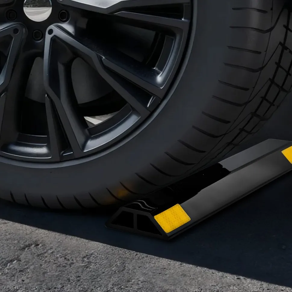 VEVOR Parking Stopper, 18 Inch 2 Pcs Heavy Duty Parking Aid for Garage, PP Curb Garage Floor Stopper with Reflective Strips, Vehicles Gadgets for Cars Vans Trucks Tire Wheel Guide Block Stops Bumpers