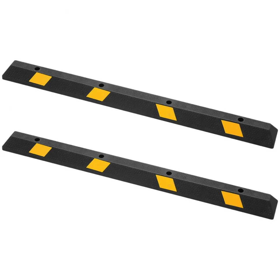 VEVOR Parking Stopper, 21.6 Inch 2 Pcs Heavy Duty Parking Aid for Garage, Rubber Curb Garage Floor Stopper with Reflective Strips, Aid Gadgets for Cars Vans Trucks Tire Wheel Guide Block Stops Bumpers