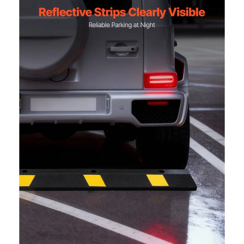 VEVOR Parking Stopper, 21.6 Inch 2 Pcs Heavy Duty Parking Aid for Garage, Rubber Curb Garage Floor Stopper with Reflective Strips, Aid Gadgets for Cars Vans Trucks Tire Wheel Guide Block Stops Bumpers
