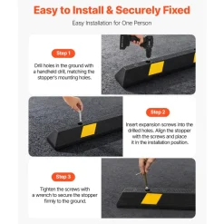 VEVOR Parking Stopper, 21.6 Inch 2 Pcs Heavy Duty Parking Aid for Garage, Rubber Curb Garage Floor Stopper with Reflective Strips, Aid Gadgets for Cars Vans Trucks Tire Wheel Guide Block Stops Bumpers