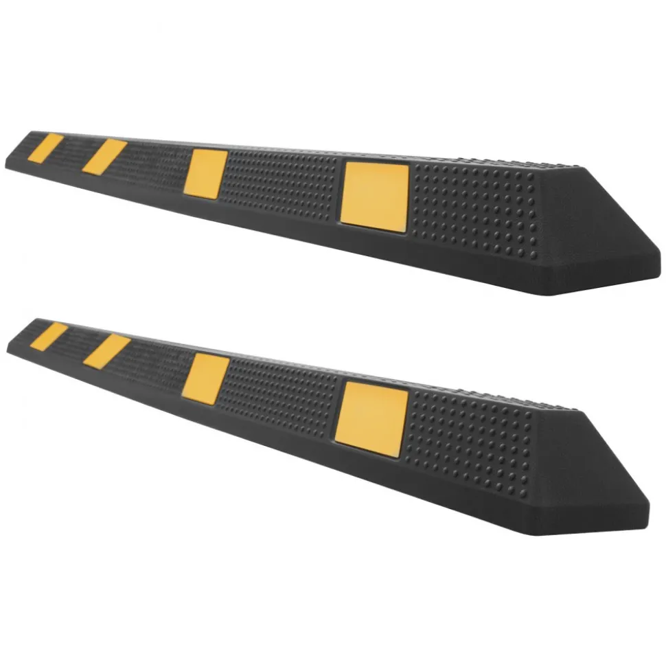 VEVOR Parking Stopper, 21.6 Inch 2 Pcs Heavy Duty Parking Aid for Garage, Rubber Curb Garage Floor Stopper with Reflective Strips, Aid Gadgets for Cars Vans Trucks Tire Wheel Guide Block Stops Bumpers