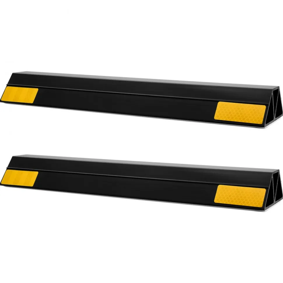 VEVOR Parking Stopper, 16 Inch 2 Pcs Heavy Duty Parking Aid for Garage, PP Curb Garage Floor Stopper with Reflective Strips, Vehicles Gadgets for Cars Vans Trucks Tire Wheel Guide Block Stops Bumpers
