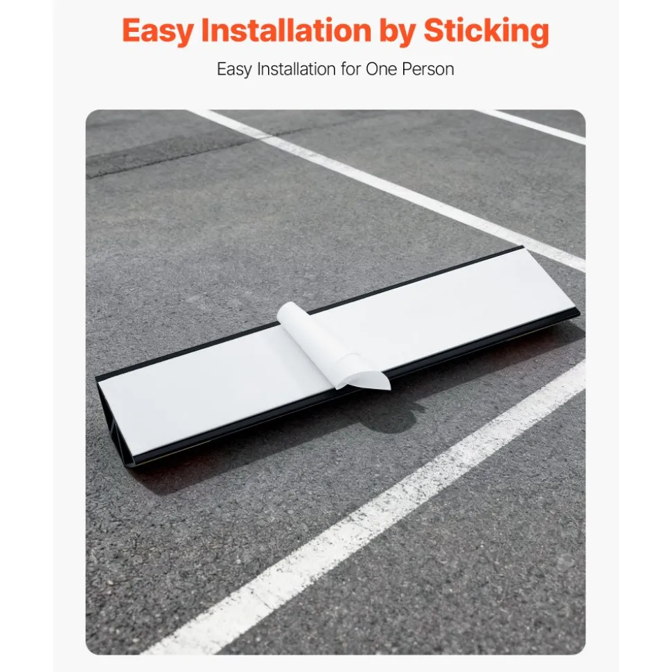 VEVOR Parking Stopper, 16 Inch 2 Pcs Heavy Duty Parking Aid for Garage, PP Curb Garage Floor Stopper with Reflective Strips, Vehicles Gadgets for Cars Vans Trucks Tire Wheel Guide Block Stops Bumpers