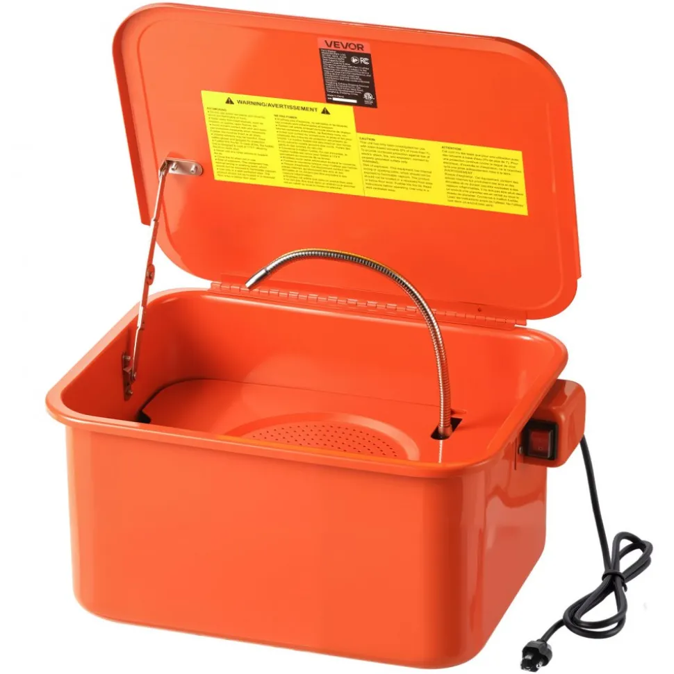 VEVOR Parts Washer 5-Gallon, 3.5 Gallon Solvent Capacity, 0.4 Gallon per Minute Max Pump Output, Portable Steel Automotive Parts Cleaner with Electric Pump for Wheel Bearings, Gears, and Carburetors