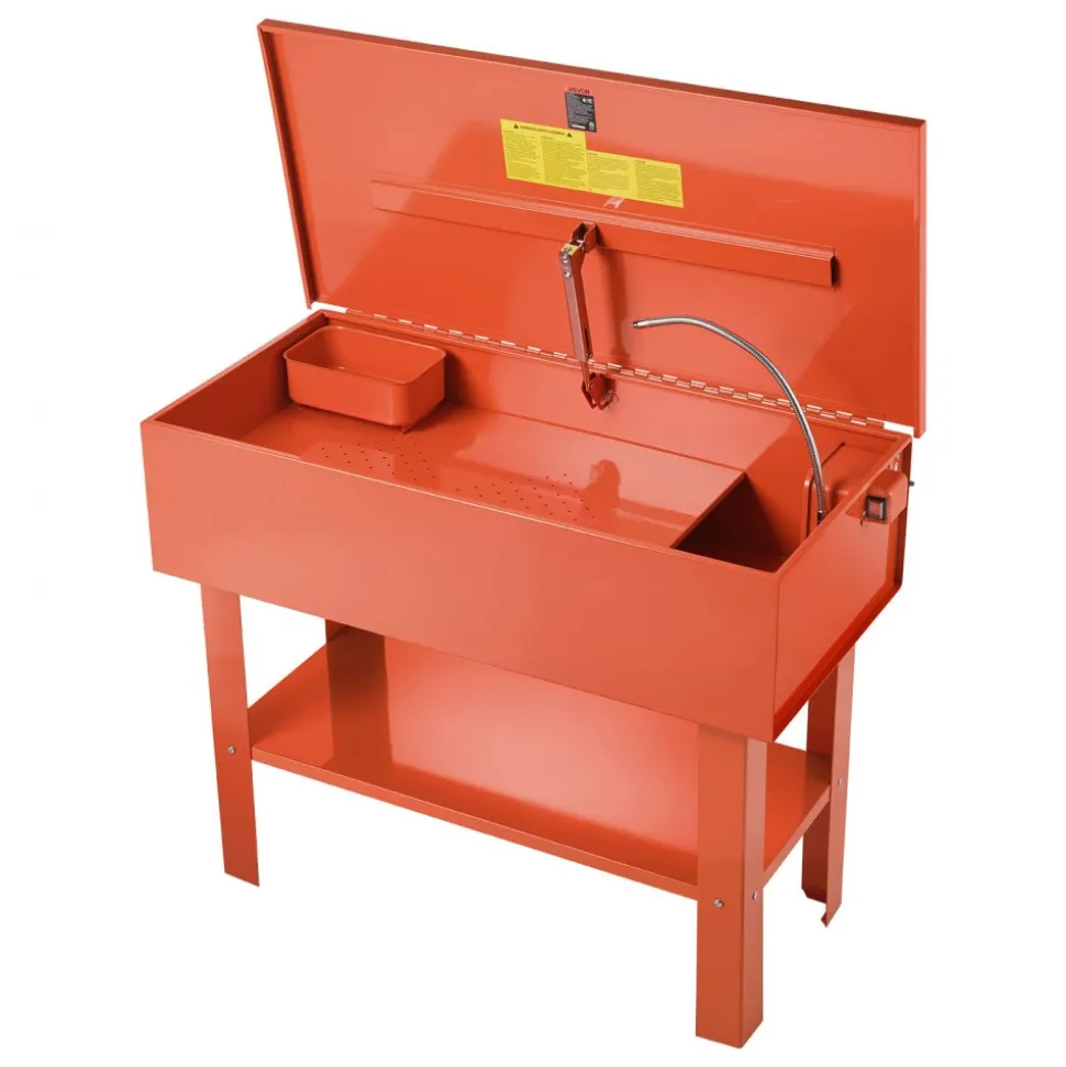 VEVOR Parts Washer 40-Gallon, 17 Gallon Solvent Capacity, 1 Gallon per Minute Max Pump Output, Steel Cabinet Electric Pump Automotive Parts Washer Cleaner for Wheel Bearings, Gears, and Carburetors